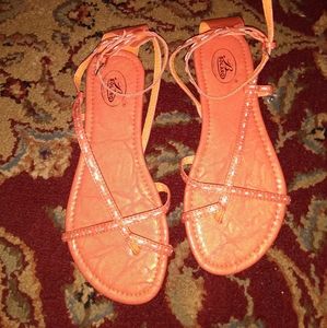 Bolaro by Summer Rio brand orange white stitching strappy sandals Size 7
